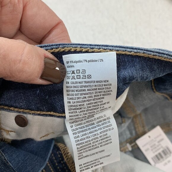 NTW American Eagle Y2K Distressed Denim High Rise Mini Skirt Size 24 Blue $45 - Picture 10 of 10